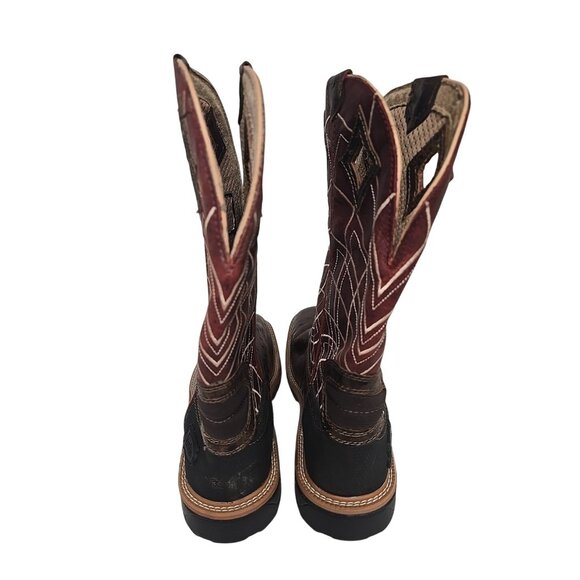 Justin Men's Derrickman 12" Western Work Boot Soft Toe Ostrich Print Brown 8.5D - Picture 3 of 6